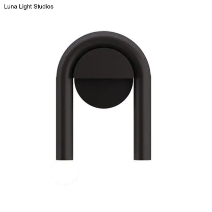 Contemporary black u-shaped light fixture bedroom wall sconce