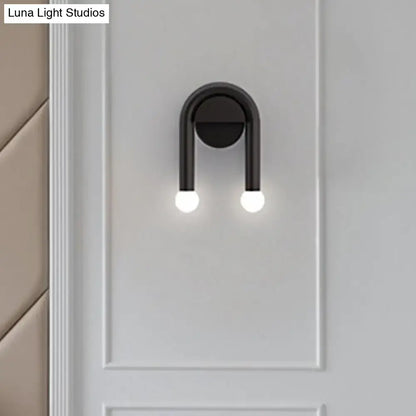 Contemporary black u-shaped light fixture bedroom wall sconce
