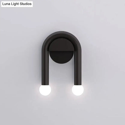 Contemporary black u-shaped light fixture bedroom wall sconce