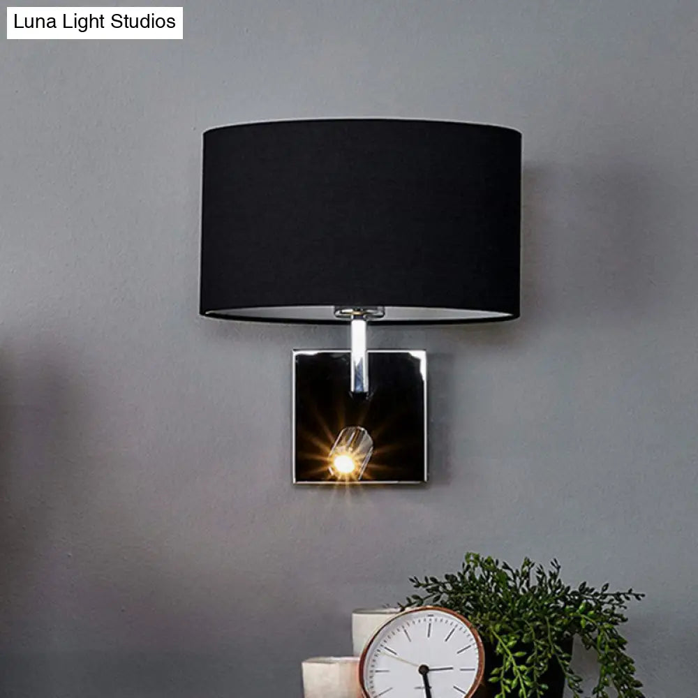 DecorBites™ Contemporary Black Wall Mount Sconce with Adjustable Spotlight - Elliptical Fabric Light Fixture - 1 Light