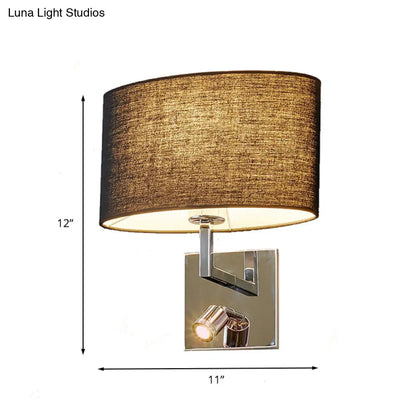 DecorBites™ Contemporary Black Wall Mount Sconce with Adjustable Spotlight - Elliptical Fabric Light Fixture - 1 Light