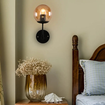 DecorBites™ Contemporary Black Wall Sconce with Globe Glass Shade
