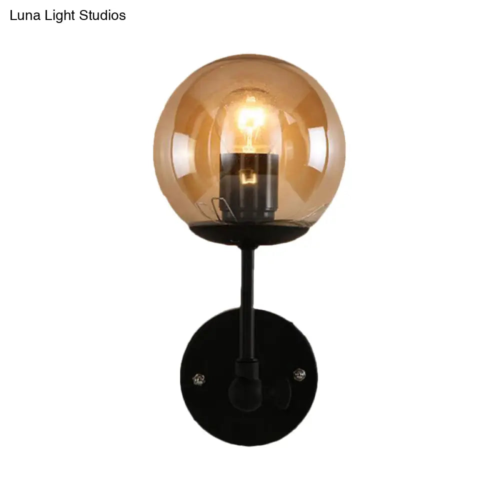DecorBites™ Contemporary Black Wall Sconce with Globe Glass Shade
