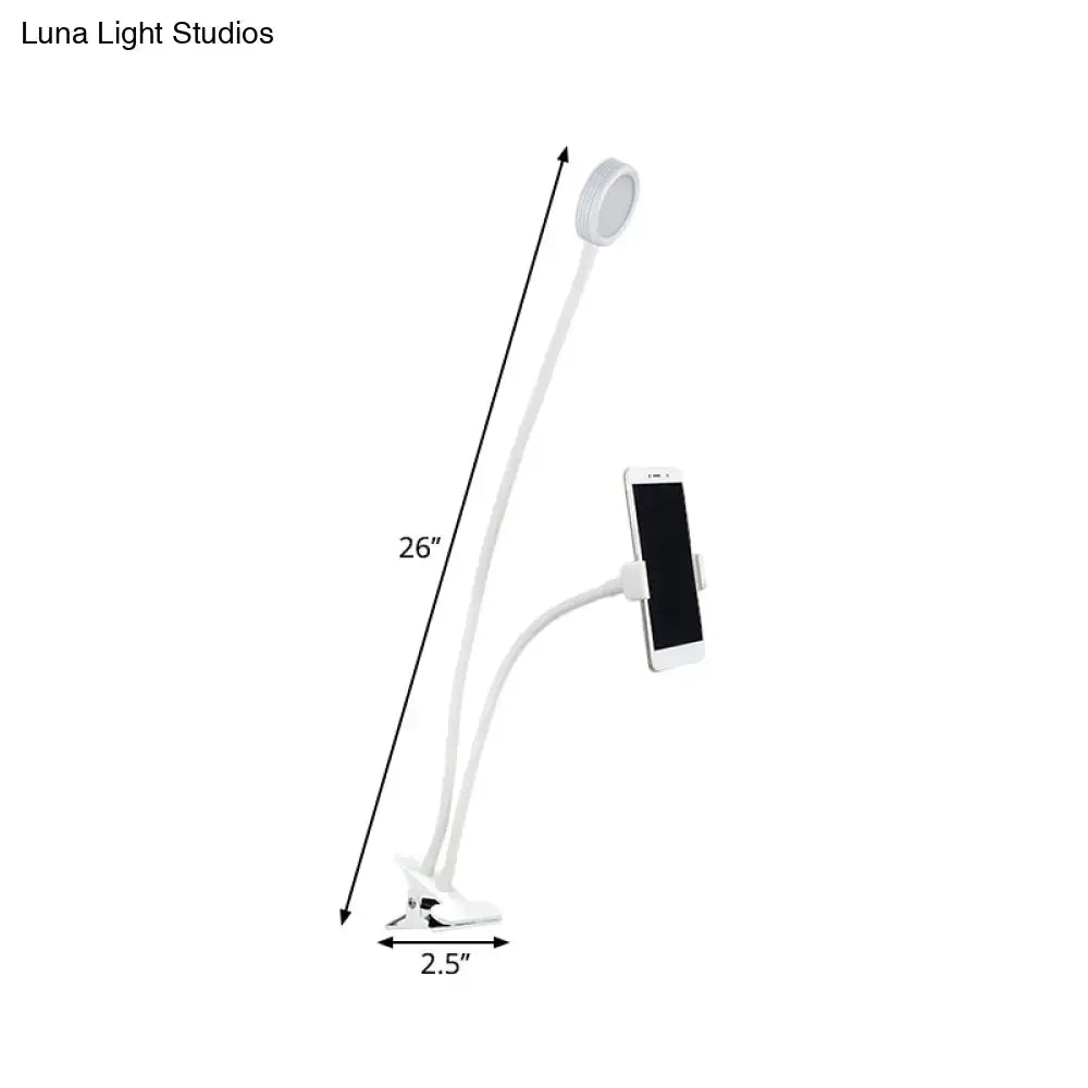 Contemporary black & white flexible led desk lamp bedroom phone clip