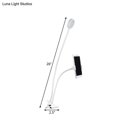 Contemporary black & white flexible led desk lamp bedroom phone clip