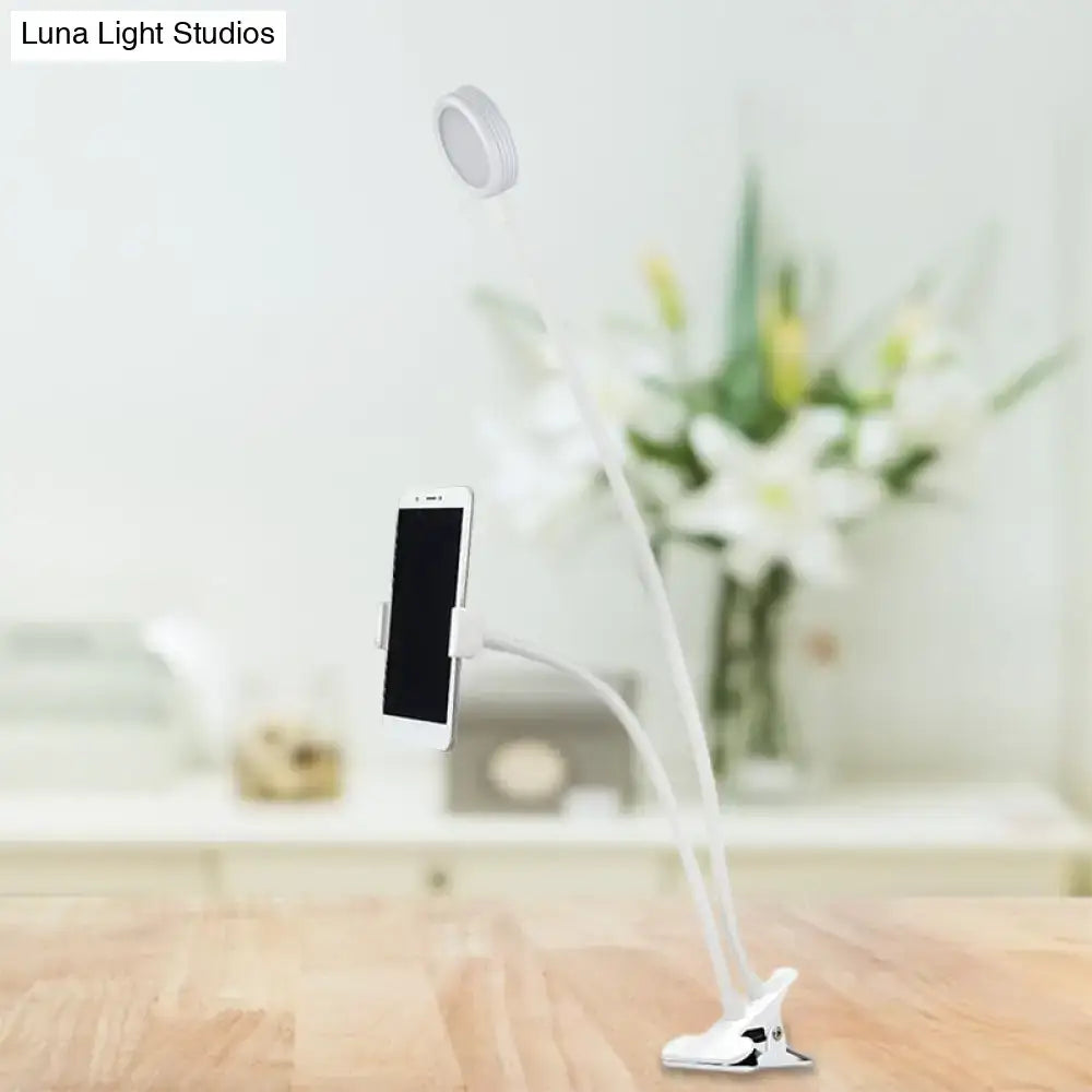 Contemporary black & white flexible led desk lamp bedroom phone clip