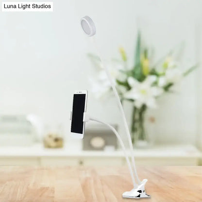 Contemporary black & white flexible led desk lamp bedroom phone clip