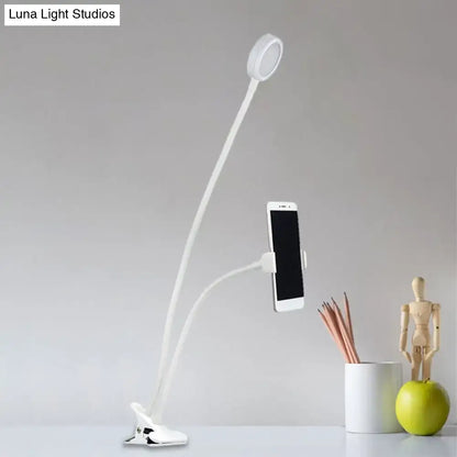 Contemporary black & white flexible led desk lamp bedroom phone clip