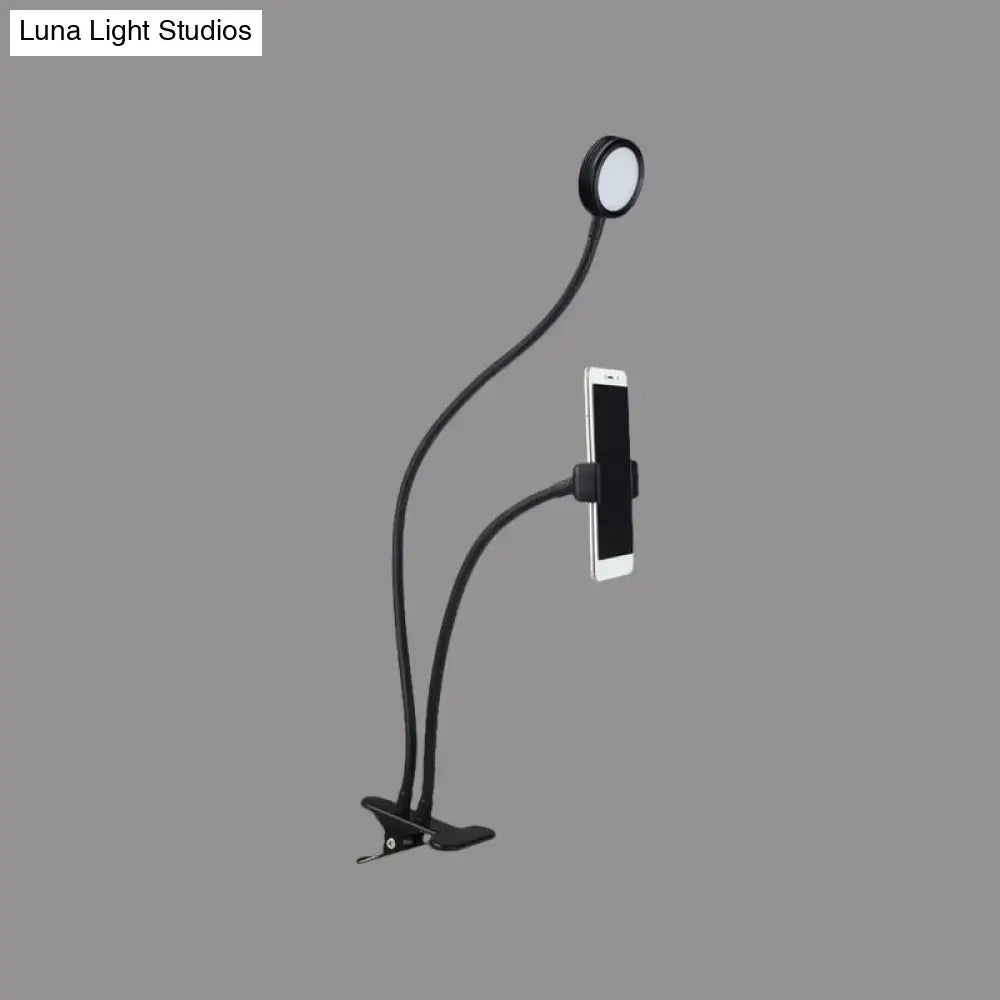 Contemporary black & white flexible led desk lamp bedroom phone clip