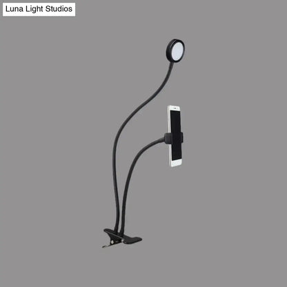 Contemporary black & white flexible led desk lamp bedroom phone clip