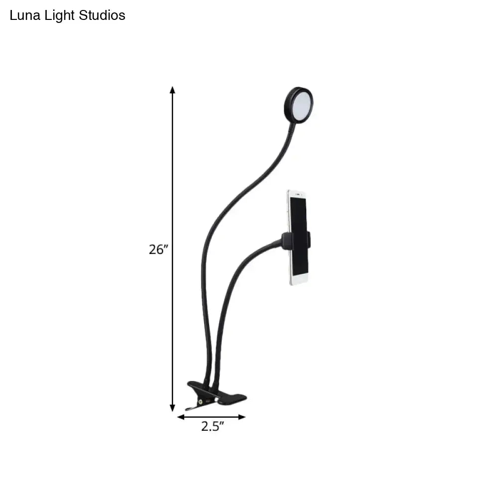 Contemporary black & white flexible led desk lamp bedroom phone clip