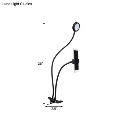 Contemporary black & white flexible led desk lamp bedroom phone clip