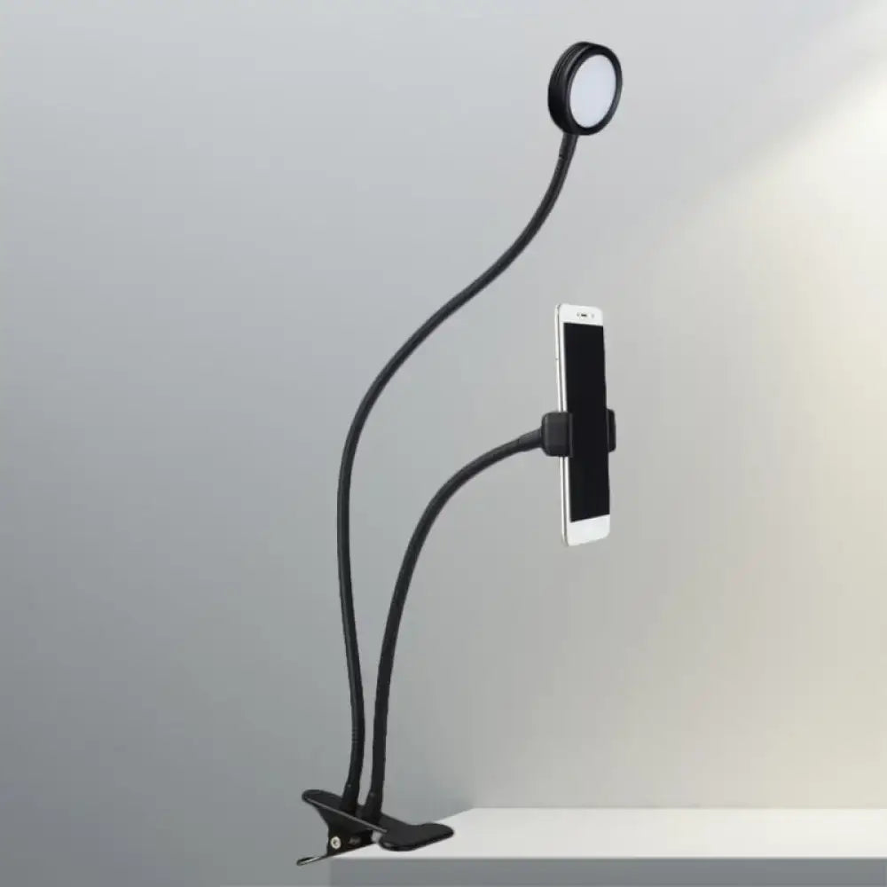 Contemporary black & white flexible led desk lamp bedroom phone clip