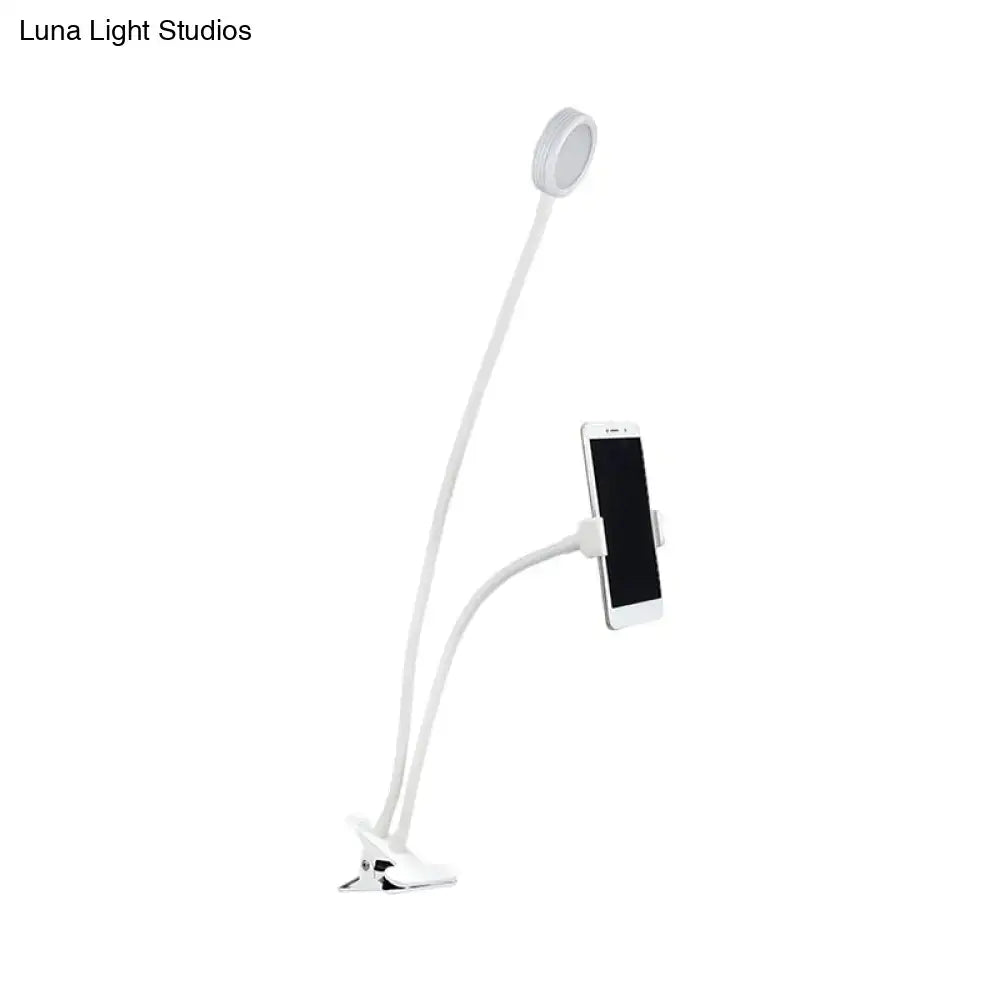 Contemporary black & white flexible led desk lamp bedroom phone clip