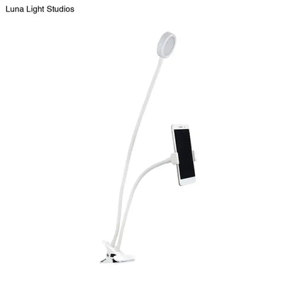Contemporary black & white flexible led desk lamp bedroom phone clip