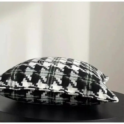 Contemporary black & white houndstooth square cushion cover living room
