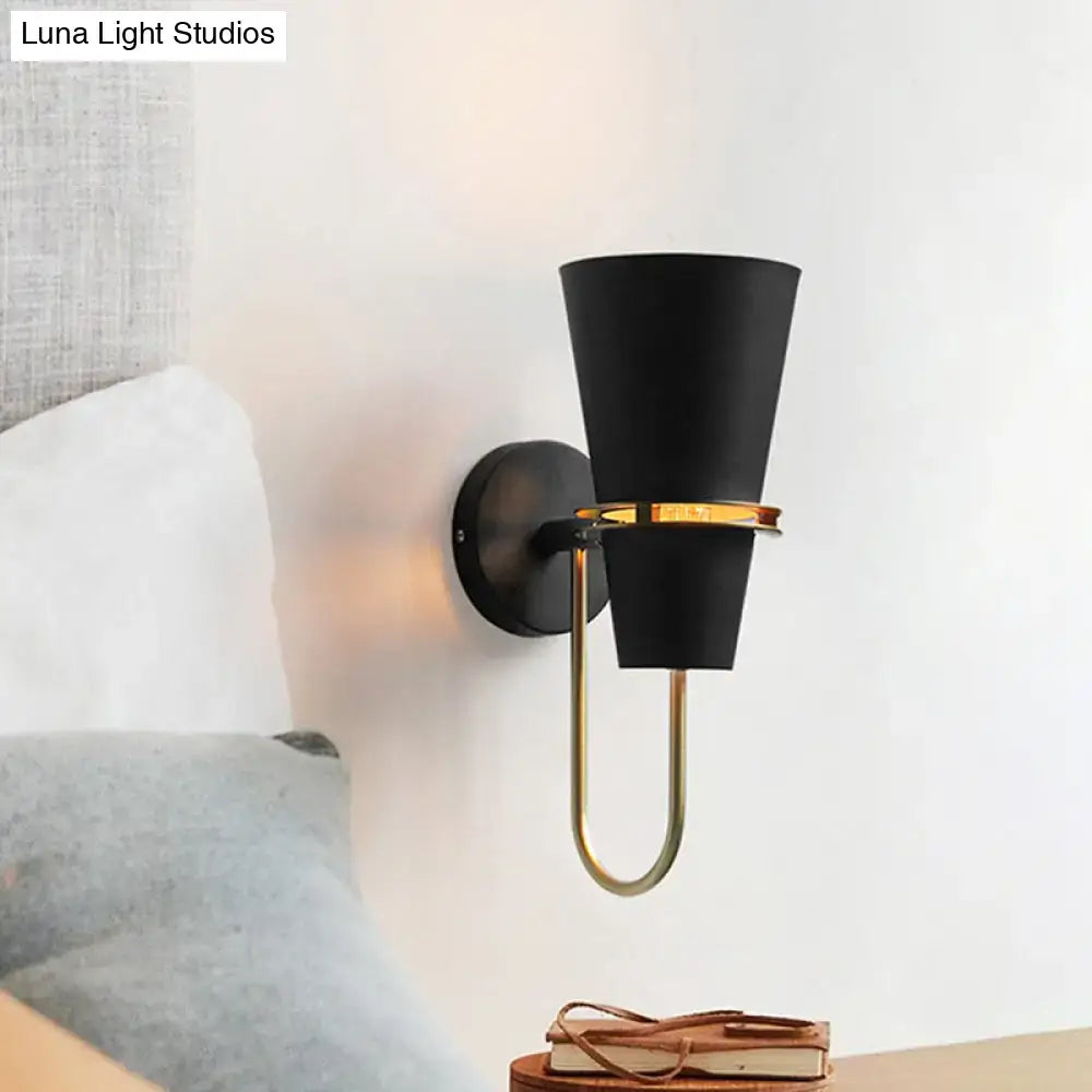 Contemporary blue & gold flared wall sconce light bedroom fixture