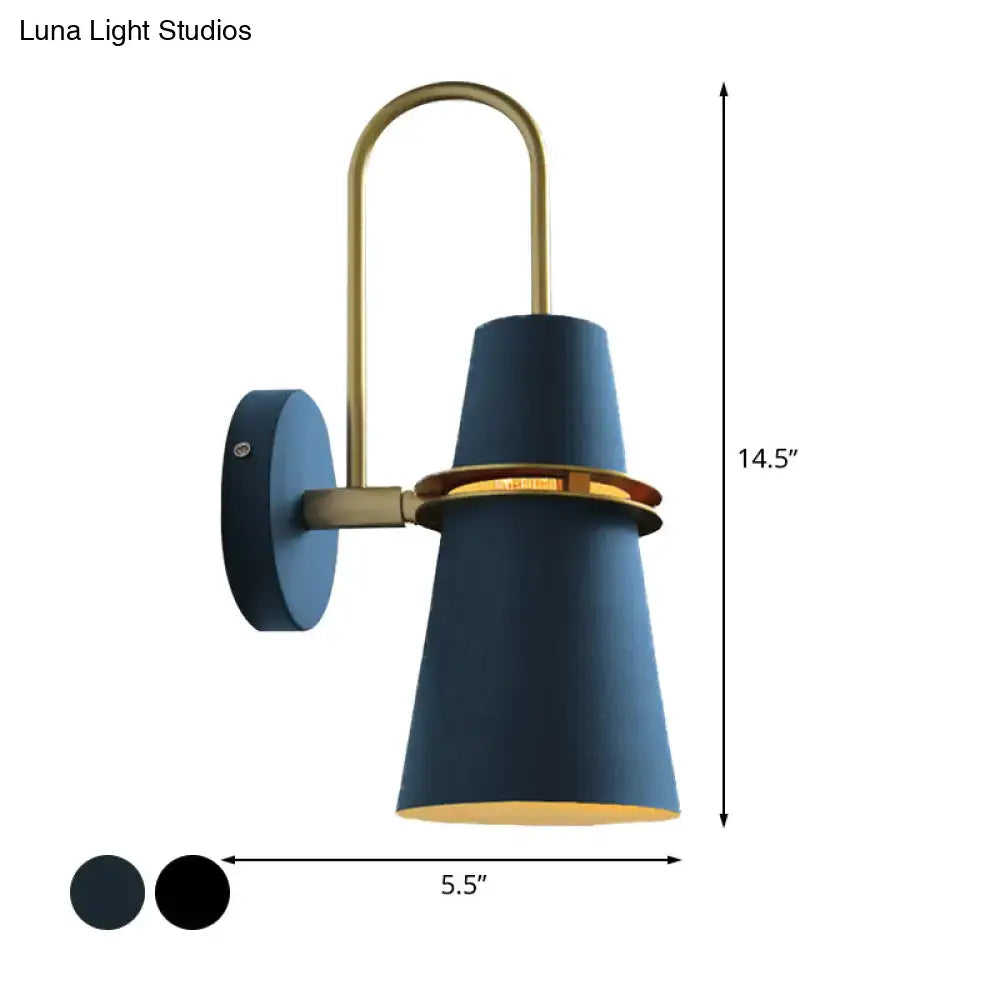 Contemporary blue & gold flared wall sconce light bedroom fixture