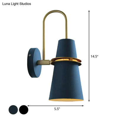 Contemporary blue & gold flared wall sconce light bedroom fixture