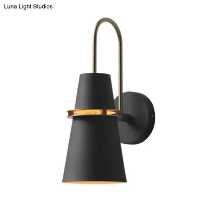 Contemporary blue & gold flared wall sconce light bedroom fixture