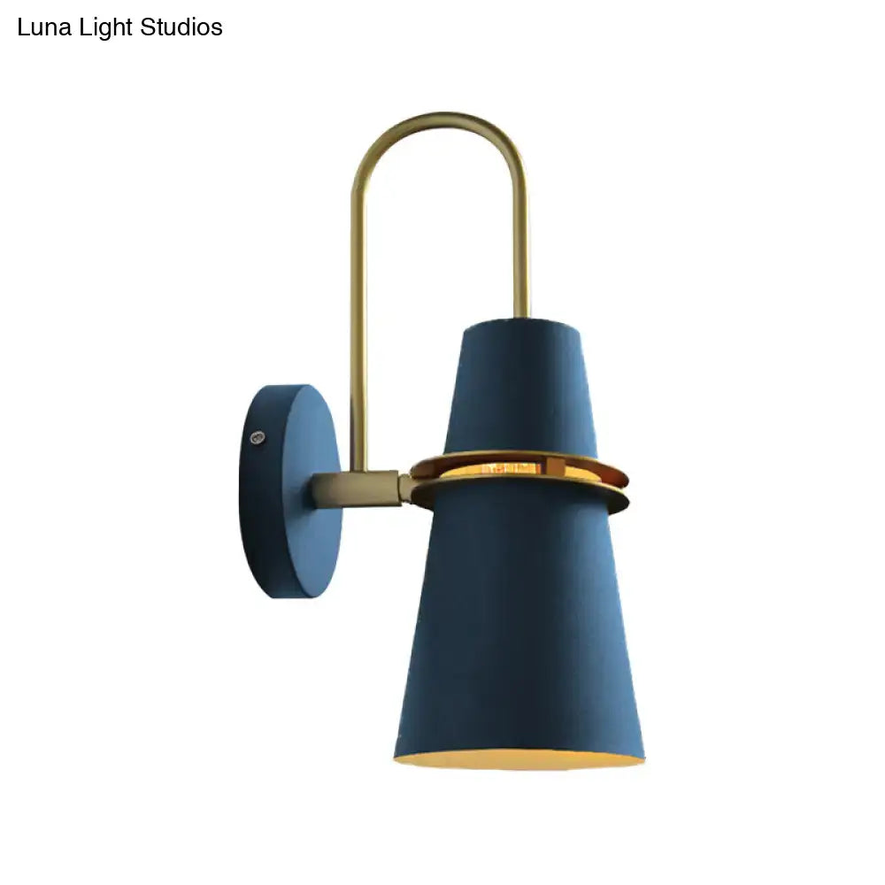 Contemporary blue & gold flared wall sconce light bedroom fixture