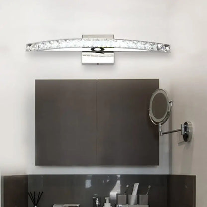 Contemporary bow shaped crystal silver vanity lighting bathroom sconce