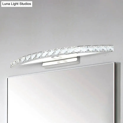 Contemporary bow shaped crystal silver vanity lighting bathroom sconce
