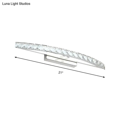 Contemporary bow shaped crystal silver vanity lighting bathroom sconce