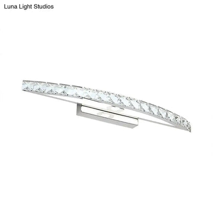 Contemporary bow shaped crystal silver vanity lighting bathroom sconce