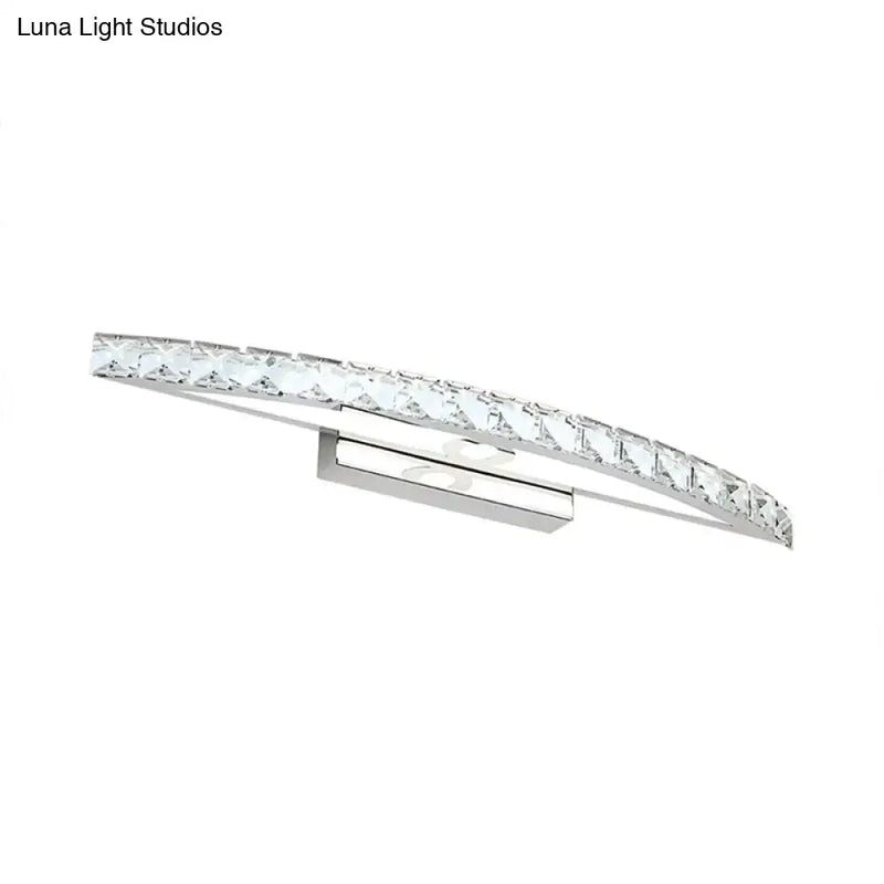 Contemporary bow shaped crystal silver vanity lighting bathroom sconce
