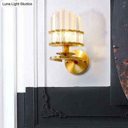 Contemporary brass and clear crystal wall lamp bedroom sconce