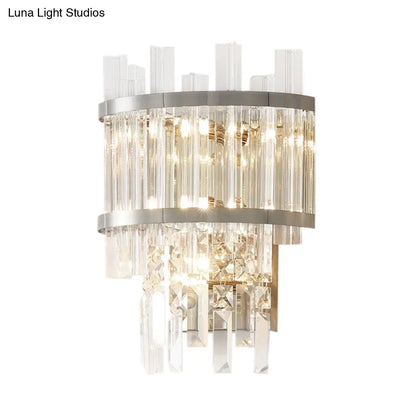 DecorBites™ Contemporary Brass/Chrome Tiered Sconce Light - 3-Light Crystal Wall Mounted Lighting for Dining Room