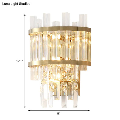 DecorBites™ Contemporary Brass/Chrome Tiered Sconce Light - 3-Light Crystal Wall Mounted Lighting for Dining Room