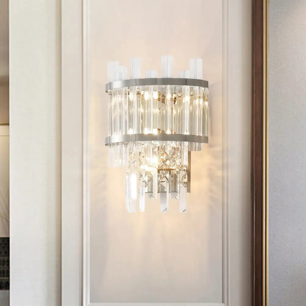 DecorBites™ Contemporary Brass/Chrome Tiered Sconce Light - 3-Light Crystal Wall Mounted Lighting for Dining Room