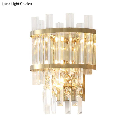DecorBites™ Contemporary Brass/Chrome Tiered Sconce Light - 3-Light Crystal Wall Mounted Lighting for Dining Room