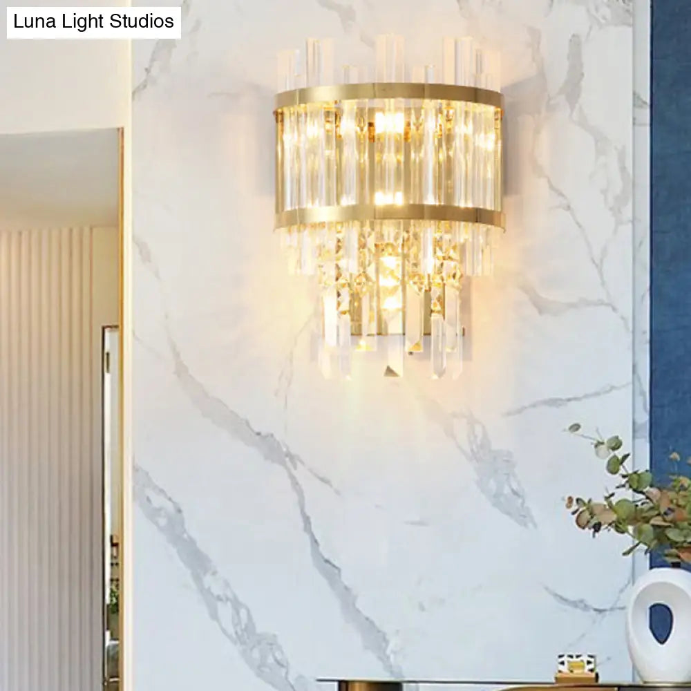 DecorBites™ Contemporary Brass/Chrome Tiered Sconce Light - 3-Light Crystal Wall Mounted Lighting for Dining Room