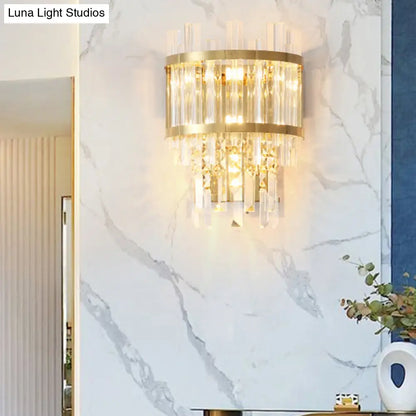 DecorBites™ Contemporary Brass/Chrome Tiered Sconce Light - 3-Light Crystal Wall Mounted Lighting for Dining Room