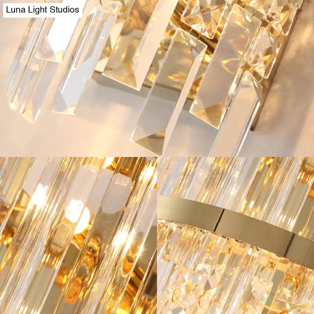 DecorBites™ Contemporary Brass/Chrome Tiered Sconce Light - 3-Light Crystal Wall Mounted Lighting for Dining Room