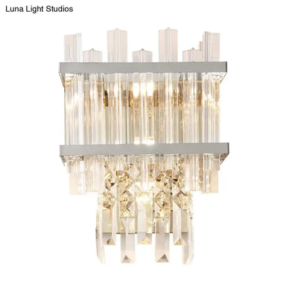 Contemporary brass & chrome wall lamp dining room crystal fixture