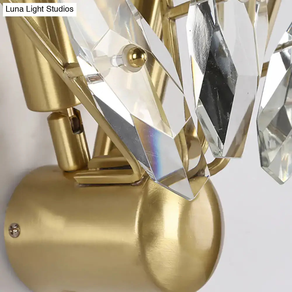 Contemporary brass crystal sputnik wall sconce for living room