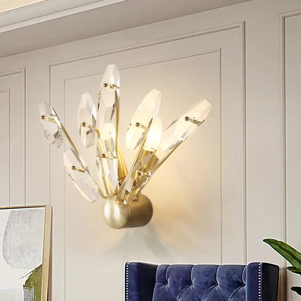 Contemporary brass crystal sputnik wall sconce for living room