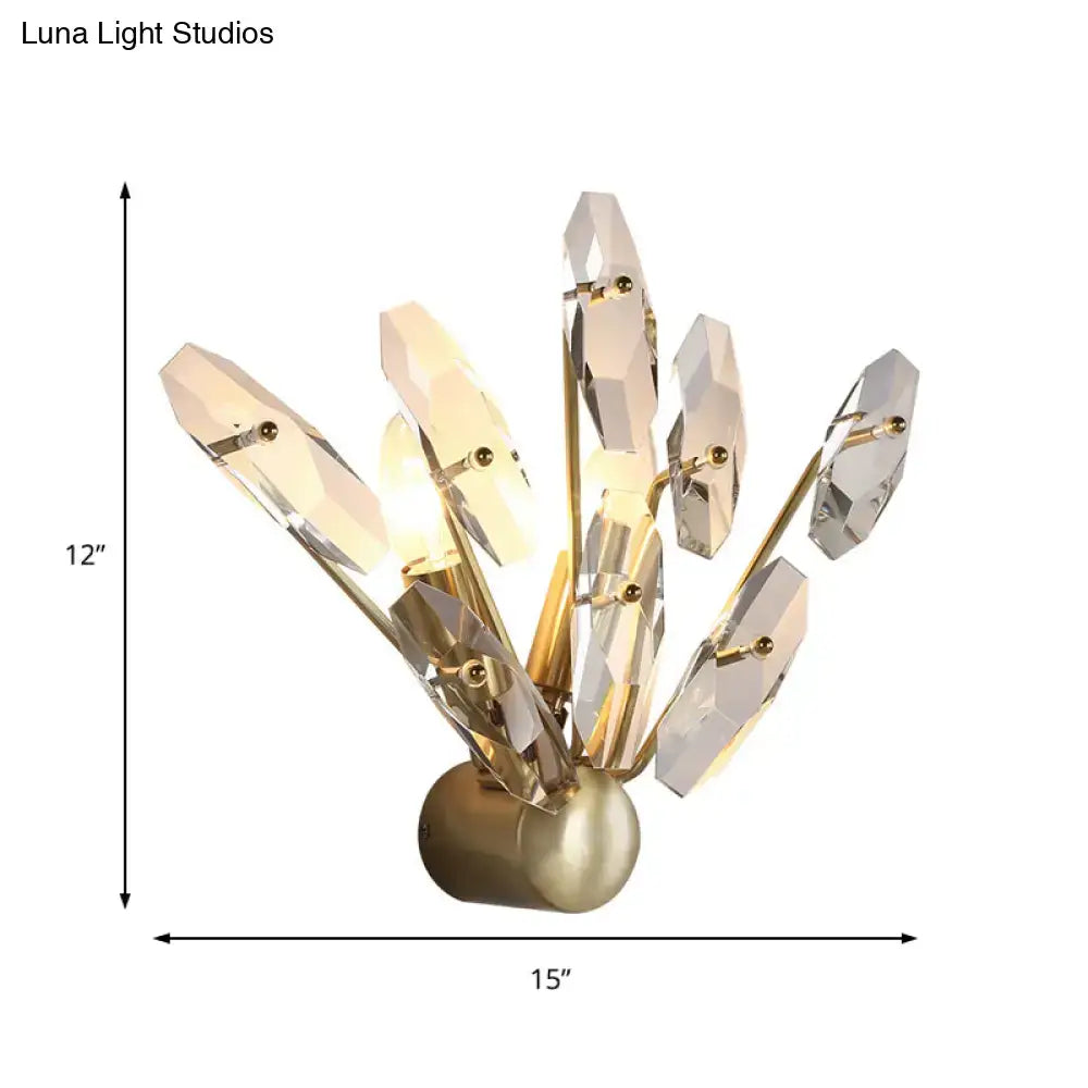 Contemporary brass crystal sputnik wall sconce for living room