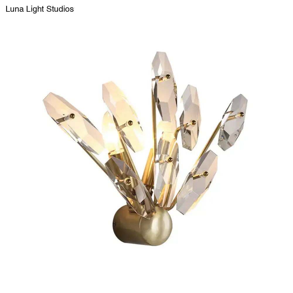 Contemporary brass crystal sputnik wall sconce for living room