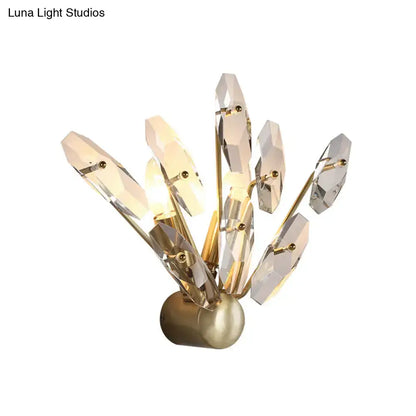 Contemporary brass crystal sputnik wall sconce for living room