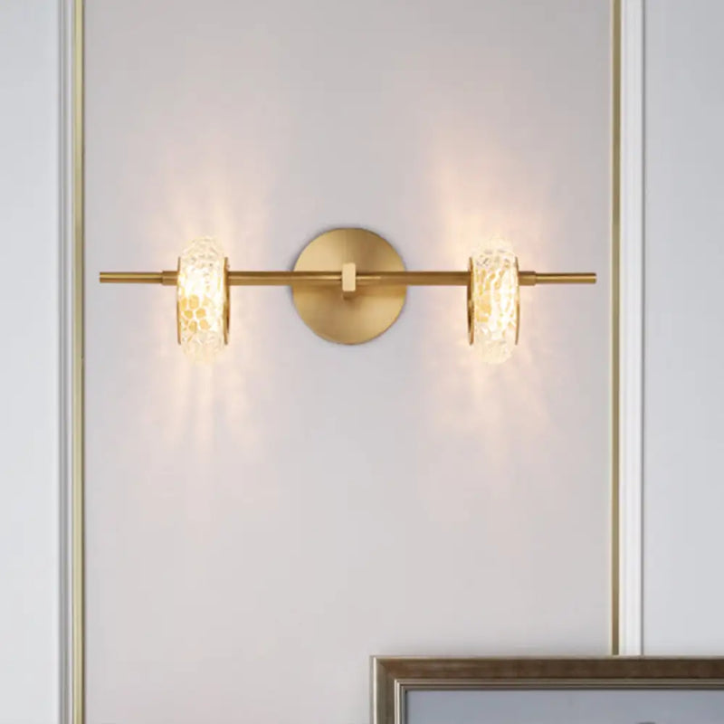DecorBites™ Contemporary Brass Double Oval Wall Light with LED Mount - Crystal Design