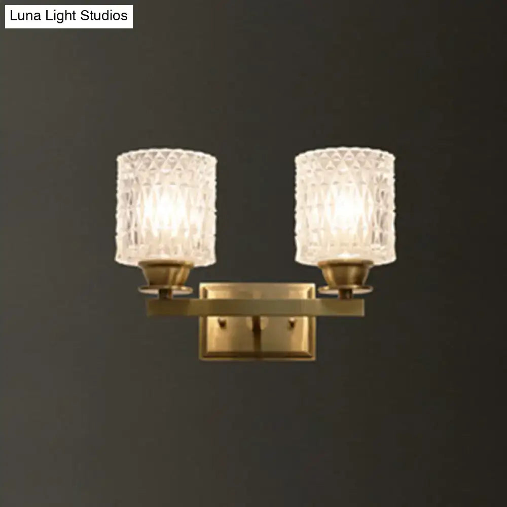 Contemporary brass lattice glass wall light corridor direct wired electric