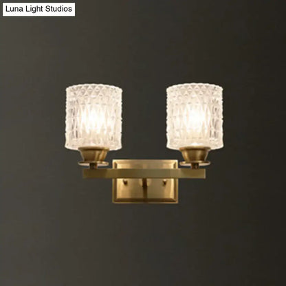 Contemporary brass lattice glass wall light corridor direct wired electric