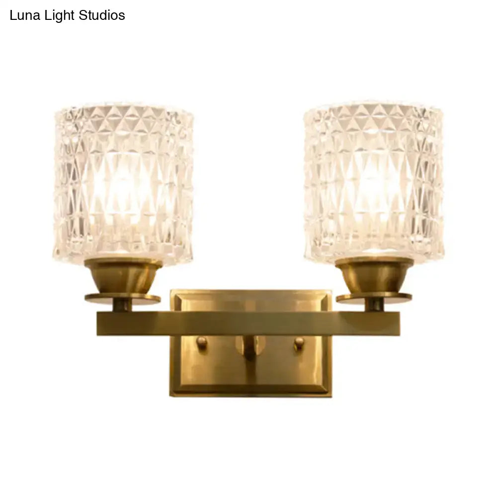 Contemporary brass lattice glass wall light corridor direct wired electric