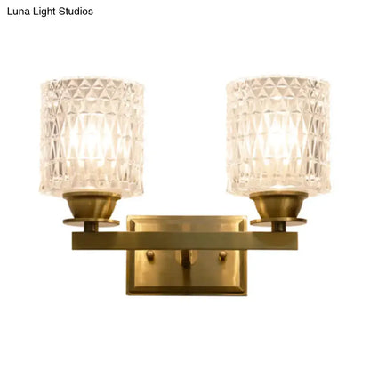 Contemporary brass lattice glass wall light corridor direct wired electric