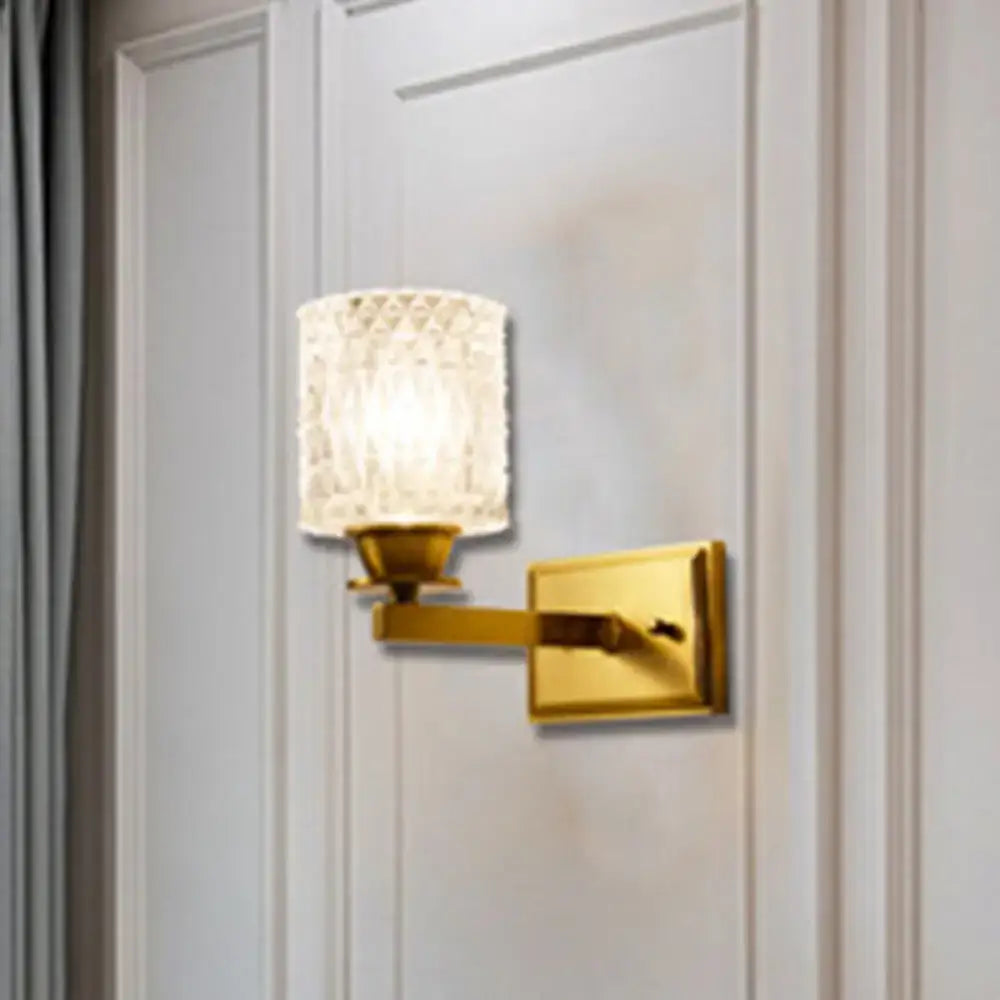 Contemporary brass lattice glass wall light corridor direct wired electric